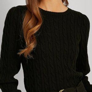 Cable Knit Puff Sleeve Sweater